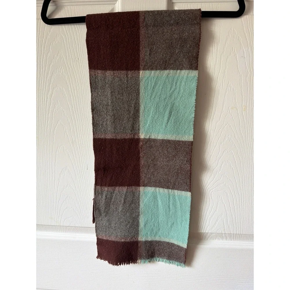 Glen Lossie Scarf Women OS Mint Brown Plaid Virgin Wool Scotland Dark Academia